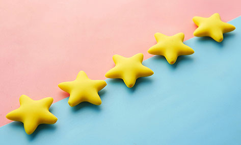 5 stars on a coloured background